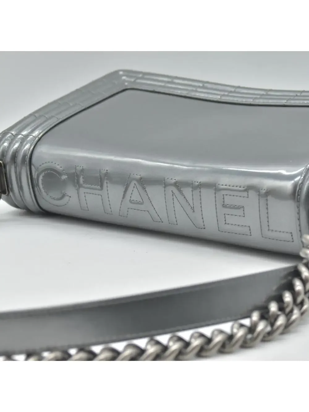 2012 Chanel Medium Boy Electric Patent Leather Logo CC Flap